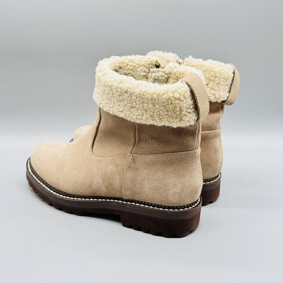Blondo Boots Womens 5.5 Brown Suede Shearling Harlow Ankle Waterproof Lug Sole - Picture 6 of 13
